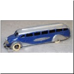 Greyhound Bus (with baseplate, solid rubber wheels with chromed hubs) (photo by Lloyd Ralston Gallery Auctions)