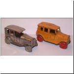 Diecast copies of the Yellow Cab by (left) AR (France) and (right) Johillco (England)